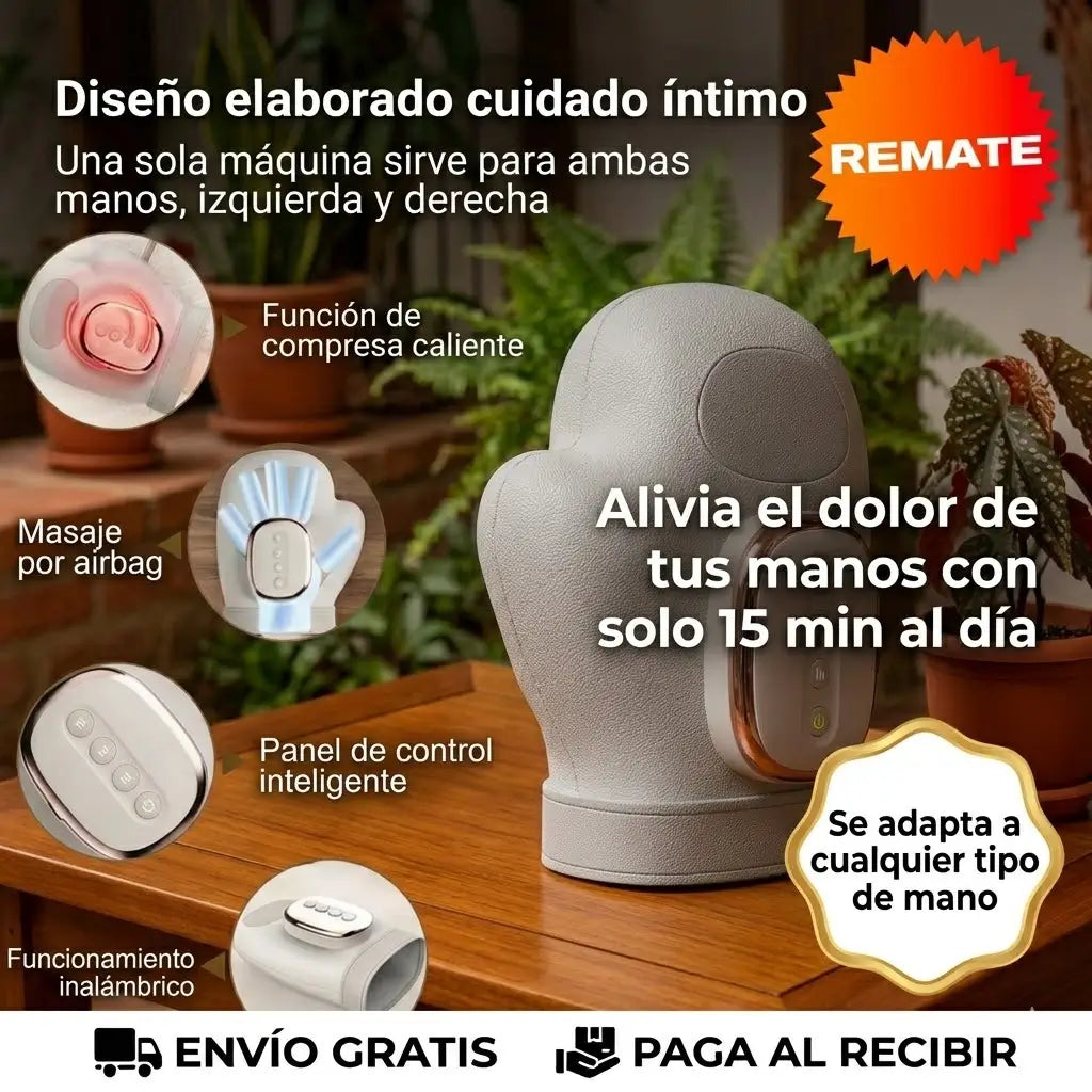 Guante Masajeador Termico- Libere sus Manos de la Tensión y Rigidez en Solo 15 Minutos al Día.