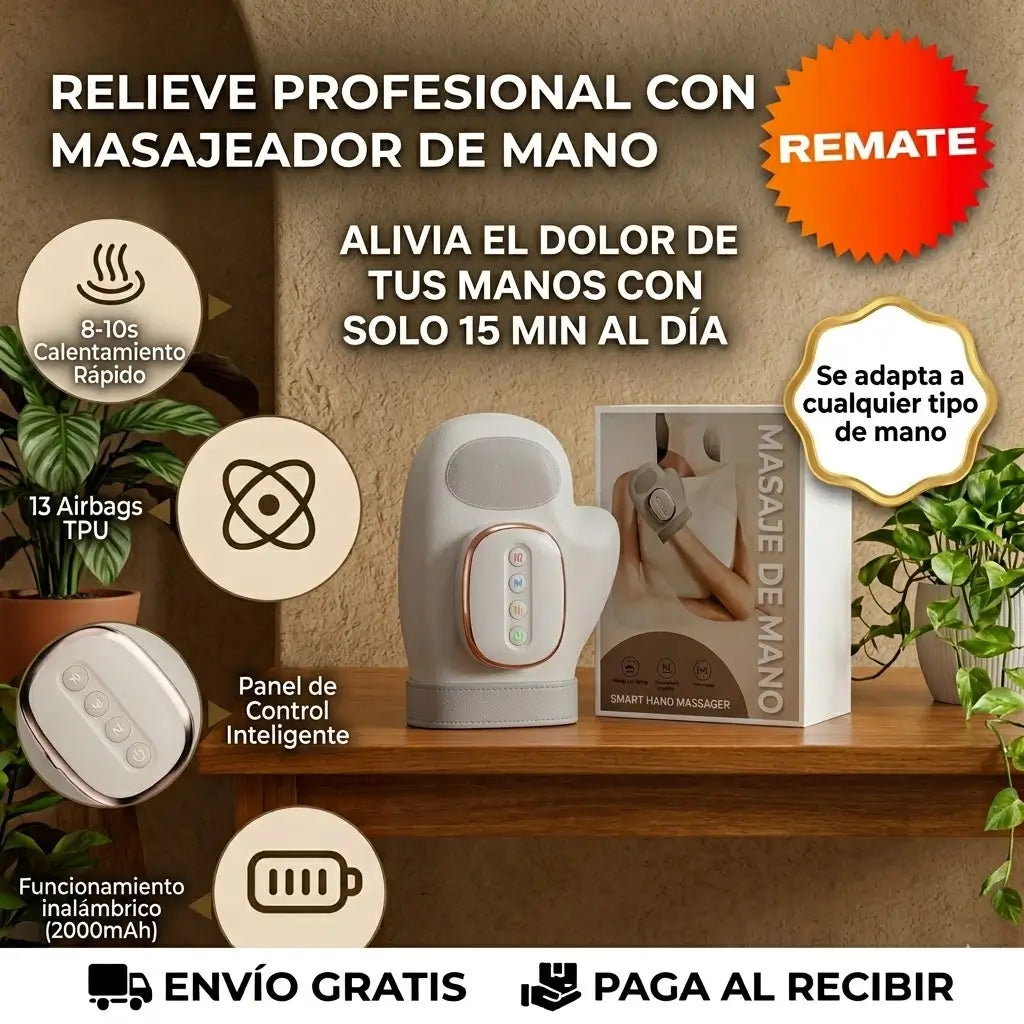 Guante Masajeador Termico- Libere sus Manos de la Tensión y Rigidez en Solo 15 Minutos al Día.